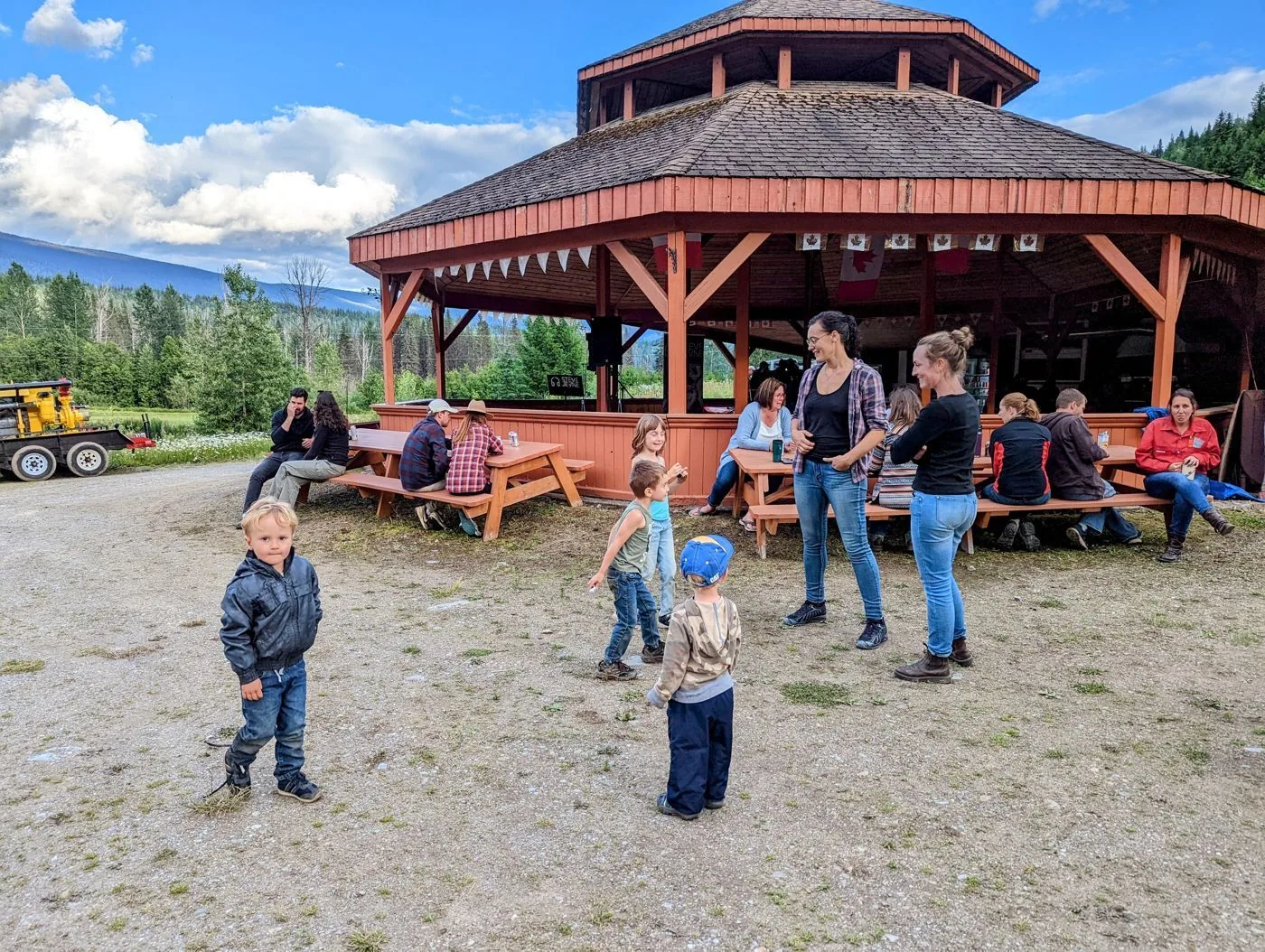 families in the gazebo