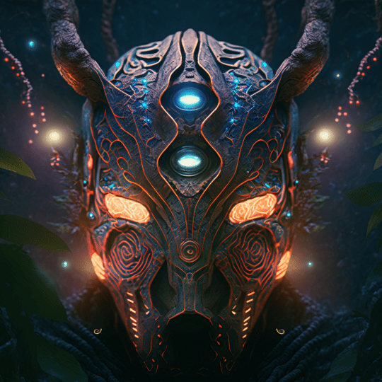 FutureMike_a_mysterious_shaman_mask_closeup_symmetrical_in_a_Fa_2cd7b205-e315-4d58-ab8a-0593f08bfc02