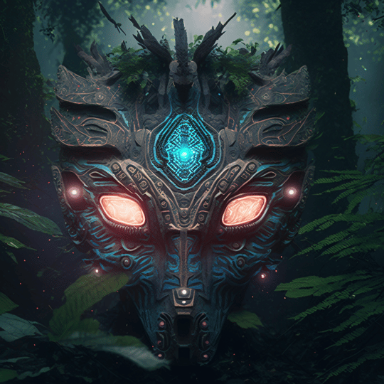 FutureMike_a_mysterious_shaman_mask_closeup_symmetrical_in_a_Fa_9298ca4c-2a8f-40d7-b761-8f7a6a16d63e