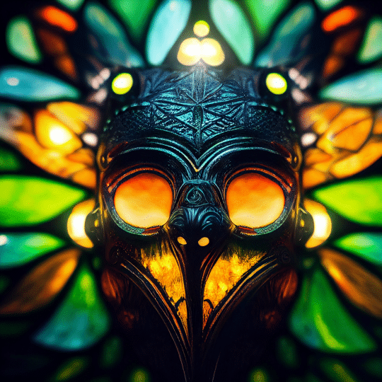 FutureMike_a_mysterious_shaman_mask_closeup_symmetrical_stained_0d42046d-1298-42dd-98f8-5073e2149e57