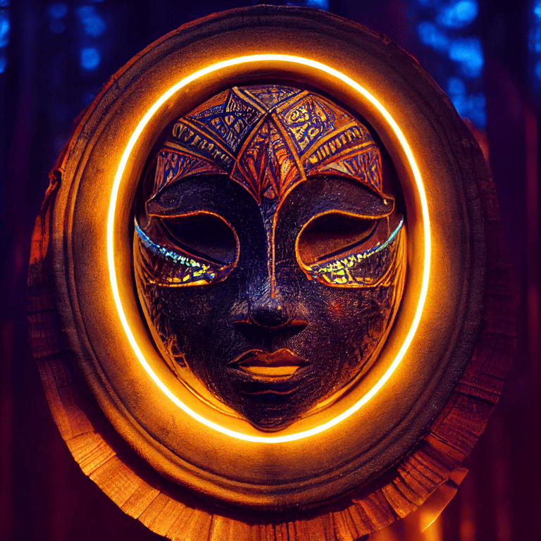 FutureMike_a_mysterious_shaman_mask_closeup_symmetrical_stained_f9947eac-f2d7-4a4c-8047-7bf195a996a6