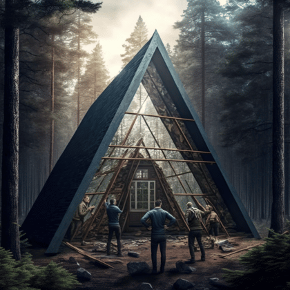 FutureMike_4_men_building_an_a-frame_cabin_in_a_beautiful_fores_8ed169e6-ba1e-47df-8e4f-5fc26aec8651