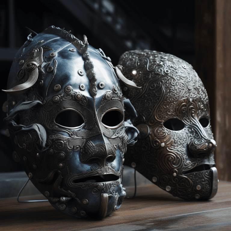 FutureMike_traditional_archetypal_masks_forged_and_molded_from__56c678b0-6f10-4d84-bbcd-94f4c23b90e0